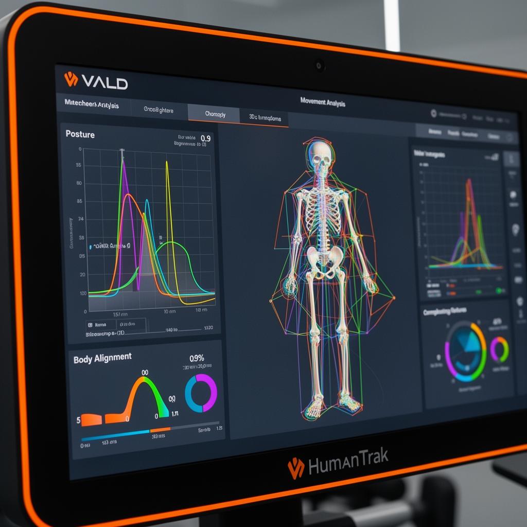 VALD HumanTrak biomechanical data showing posture analysis and body alignment metrics